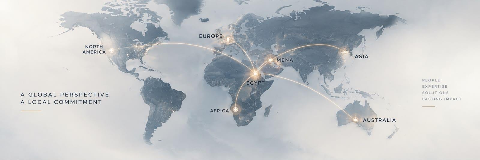 Global markets connection map showing Europe, MENA, and Egypt